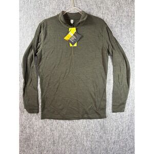 Smartwool Mens Midweight Zip-T Olive Heather Merino Wool Quarter Zip SW604 L‎